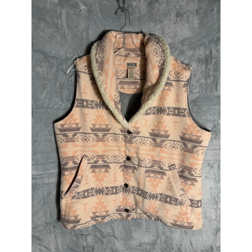 Duluth Trading Co Southwestern Aztec Sherpa Collar Quilted Lined Cotton
Vest XL